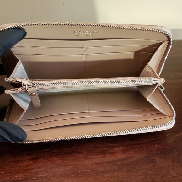 JIMMY CHOO BALLET PINK SOFT GRAINED GOAT LEATHER WALLET - Picture 8 of 15